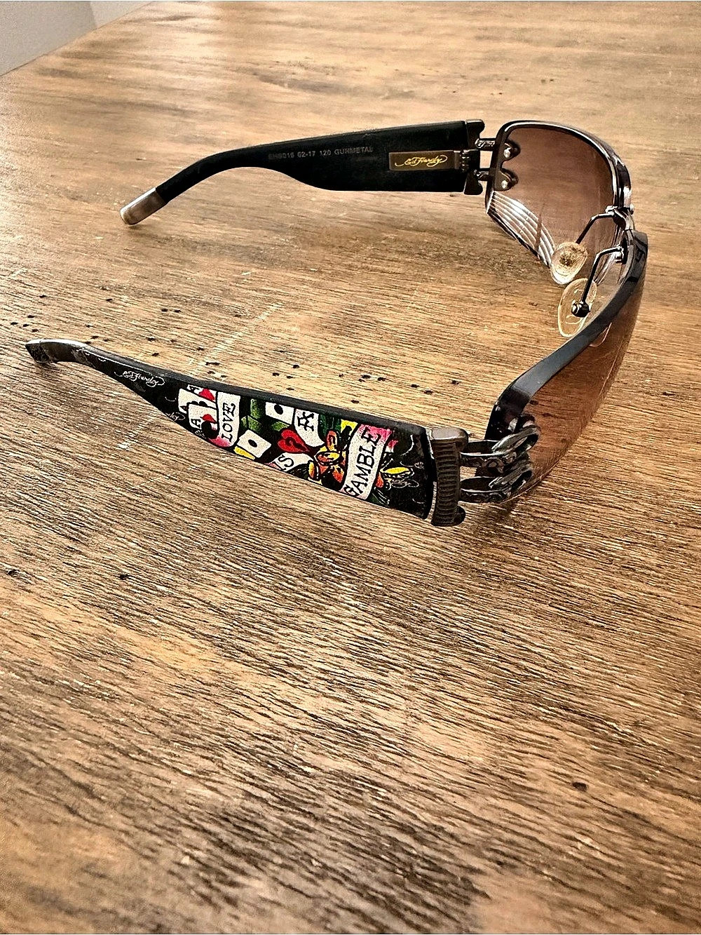 y2K SOLD OUT Ed Hardy Love Kills Slowly Sunglasses Brown & Black *frames only*